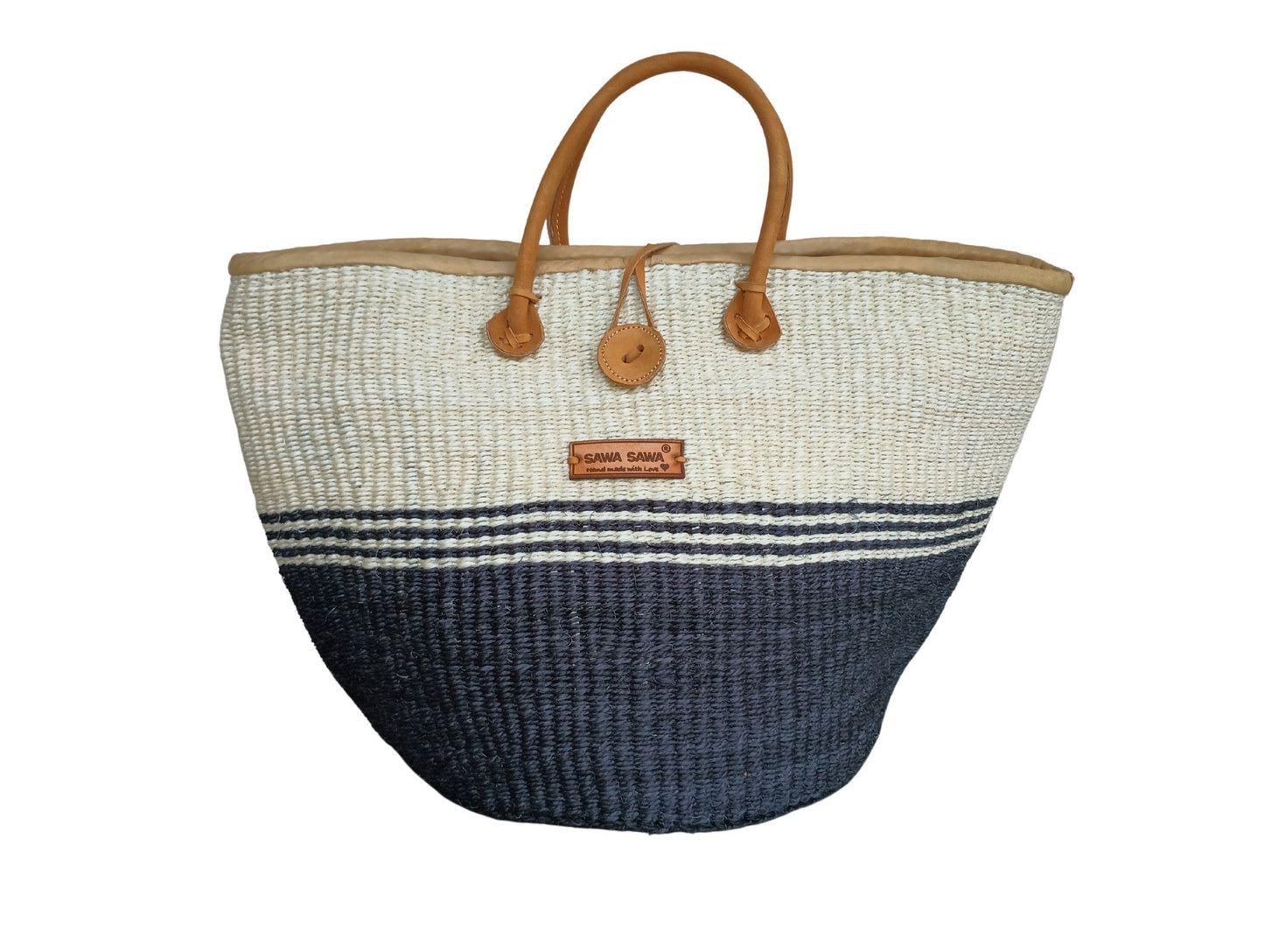 Balance Tri Stripes Handwoven Sisal Basket Tote Bag