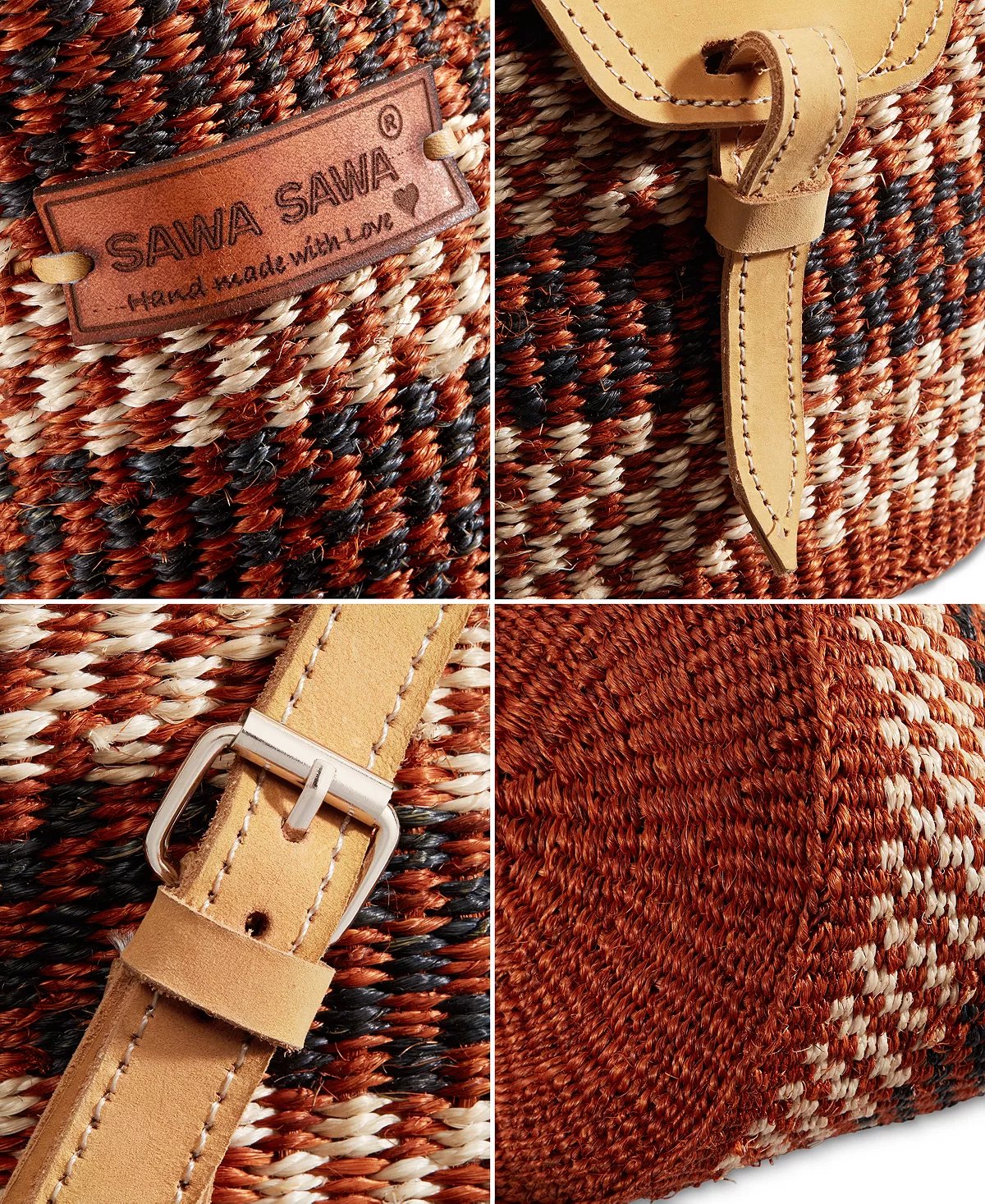 Life Damier Pattern Handwoven Sisal Straw Crossbody Shoulder Bag
