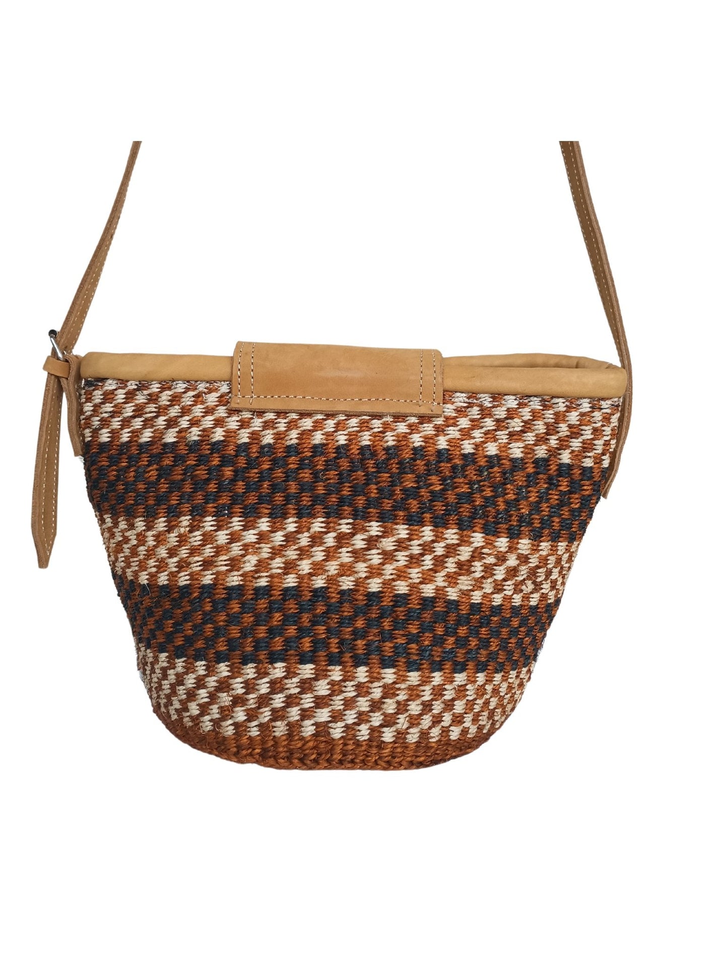 Life Damier Pattern Handwoven Sisal Straw Crossbody Shoulder Bag