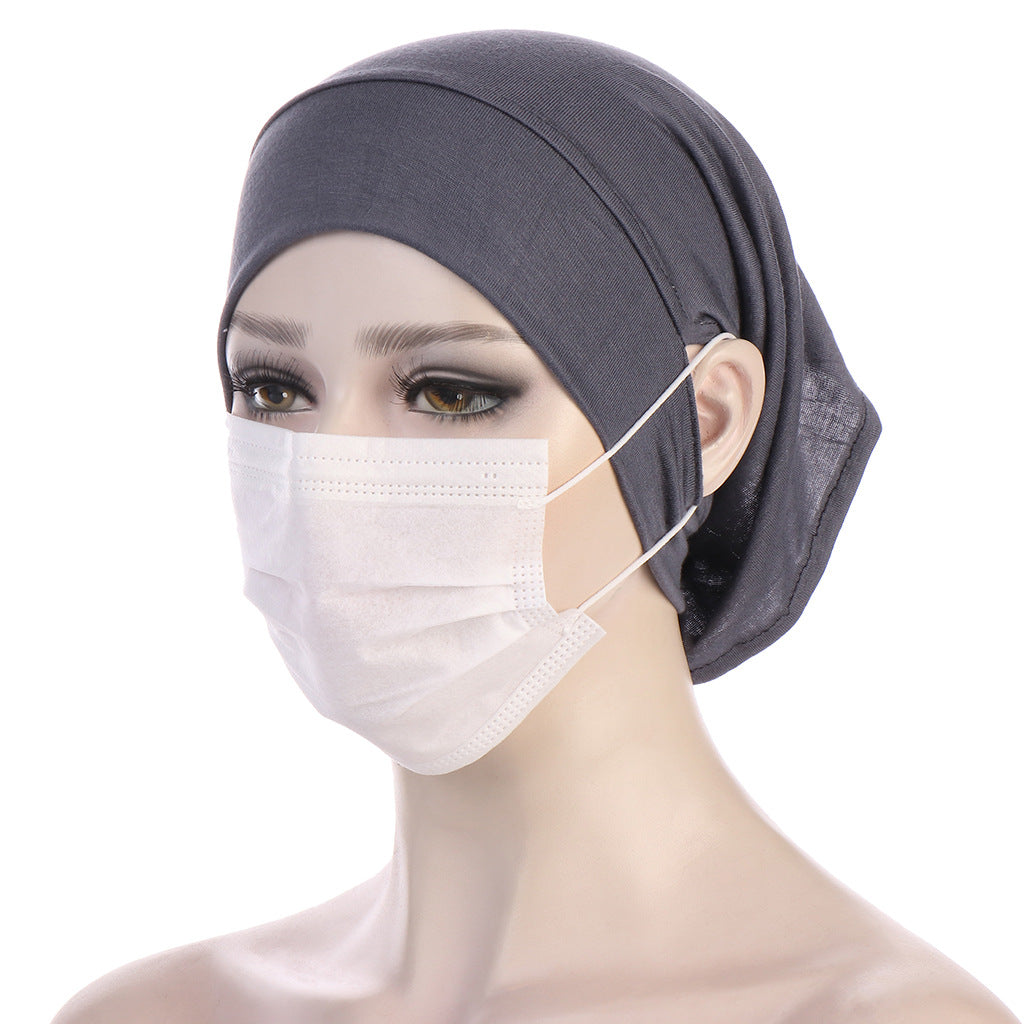 NEW Soft Cotton Hijab Breathable Turban Tie Under Scarf Elegant Ear Hole Stretch Inner Hijabs Lightweight Turban Round Front Under Hijab Caps Female Turban Bonnet