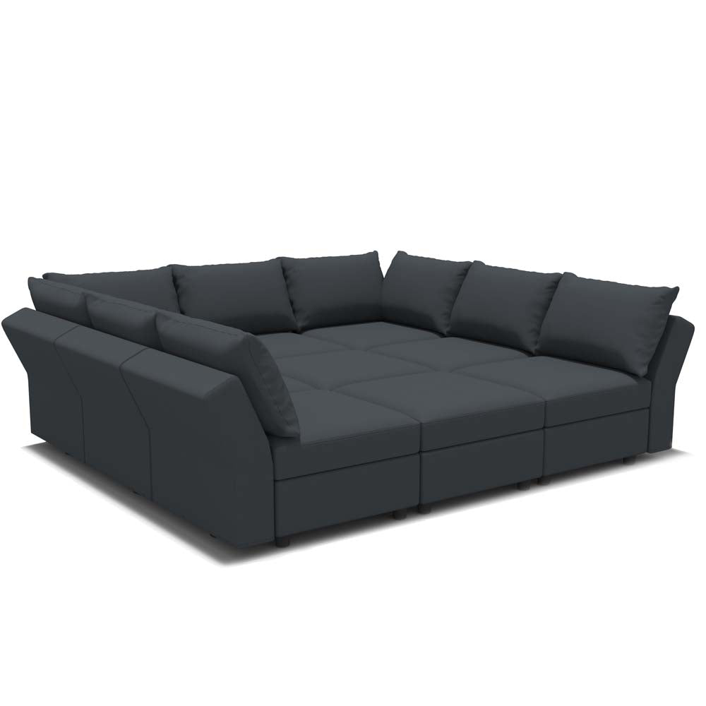 Ainfox 9 Seats + 9 Sides Modular Sectional Sofa Sleeper Sofa Flannel Sofa with Storage Seat