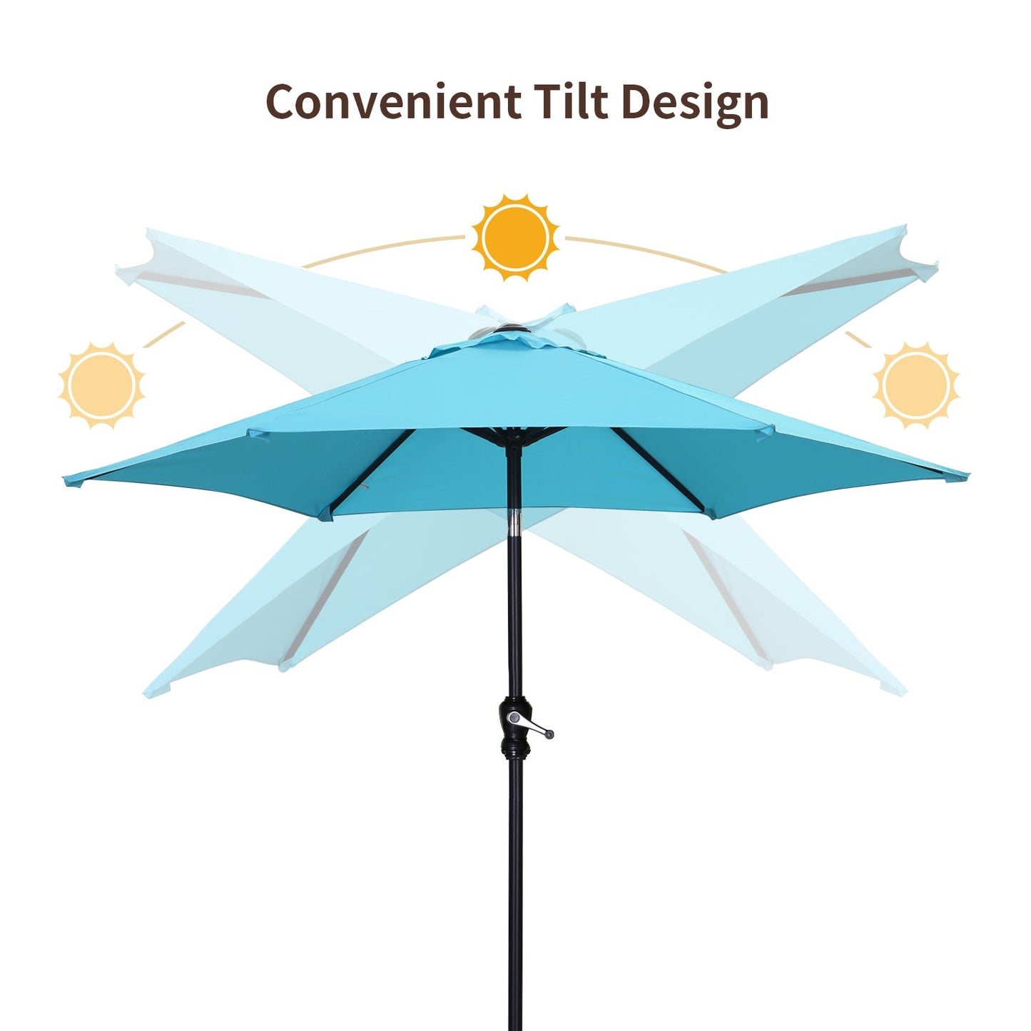 Ainfox 7.5FT Patio Umbrella Outdoor Table Umbrella,Market Umbrella with Push Button Tilt and Crank for Garden, Lawn, Deck, Backyard & Pool