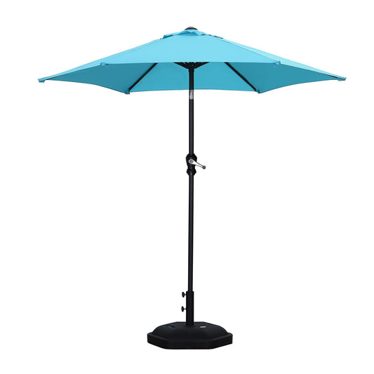 Ainfox 7.5FT Patio Umbrella Outdoor Table Umbrella with Base,Market Umbrella with Push Button Tilt and Crank for Garden, Lawn, Deck, Backyard & Pool