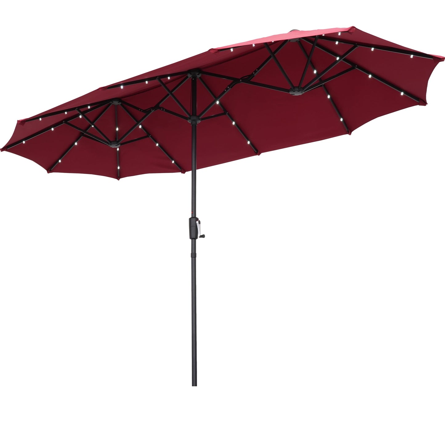 Ainfox 13ft Large Patio Umbrella with Solar Lights, Outdoor Double-Sided Rectangle Market Heavy Duty Umbrellas without Base