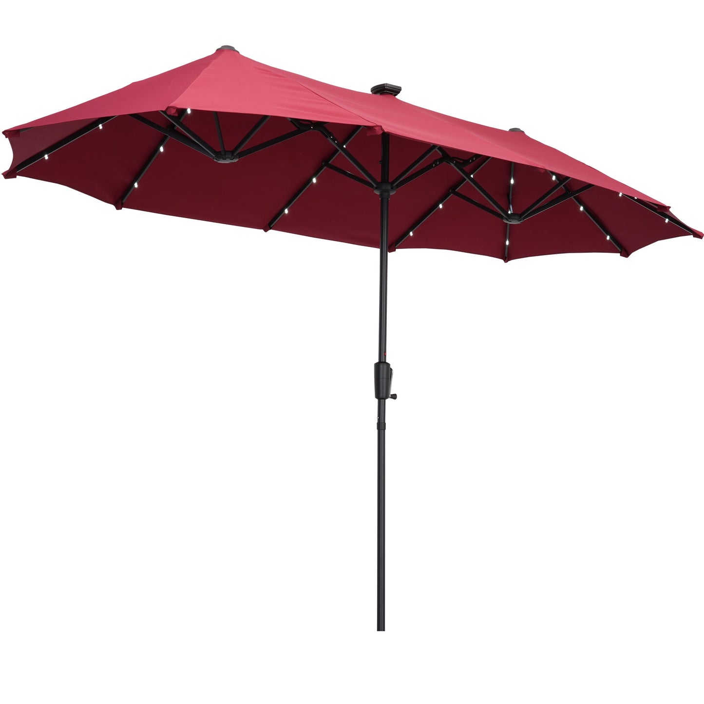 Ainfox 13ft Large Patio Umbrella with Solar Lights, Outdoor Double-Sided Rectangle Market Heavy Duty Umbrellas without Base