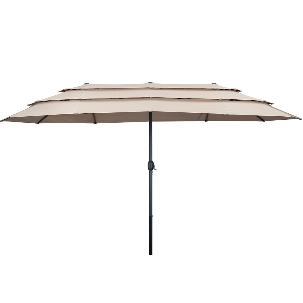 Ainfox 15ft Large Patio Umbrella, 3-Tiers Outdoor Double-Sided Rectangle Market Heavy Duty Umbrellas