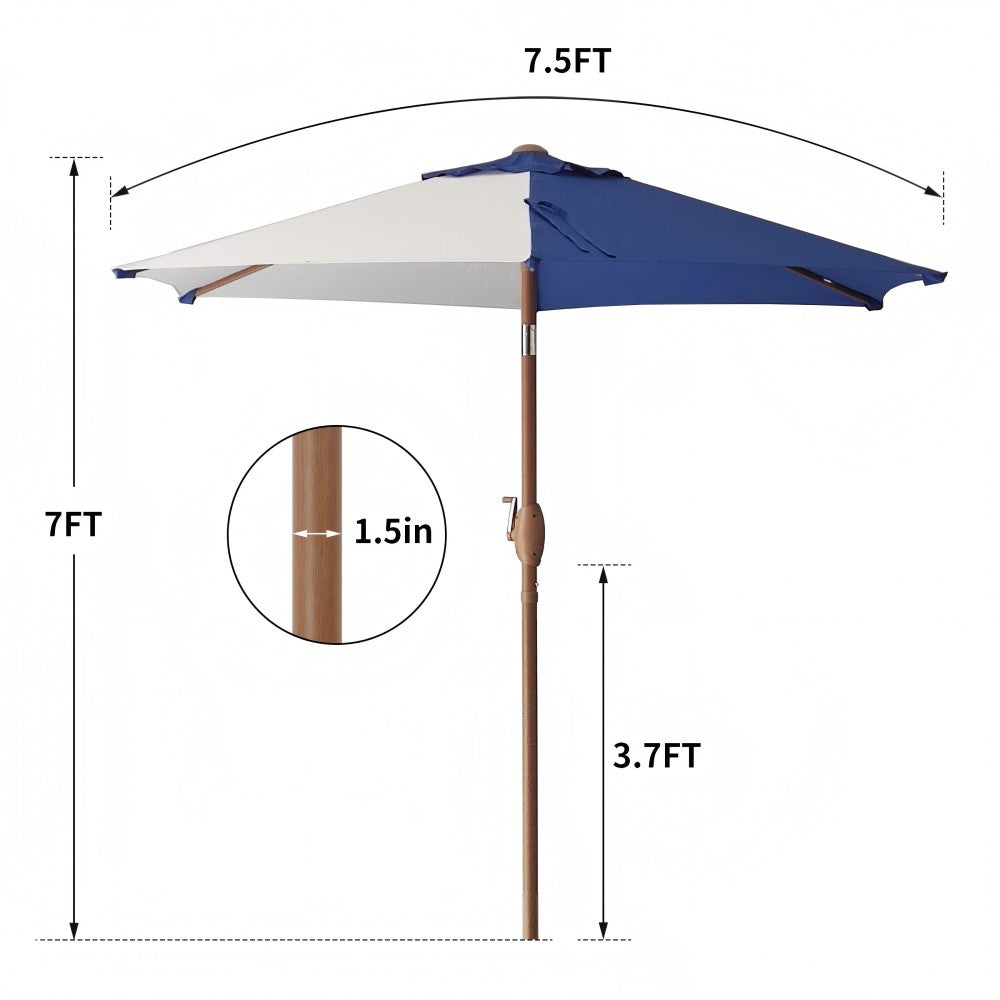 Ainfox 7.5 ft Contrast Color Patio Umbrella Tilt With Umbrella Base