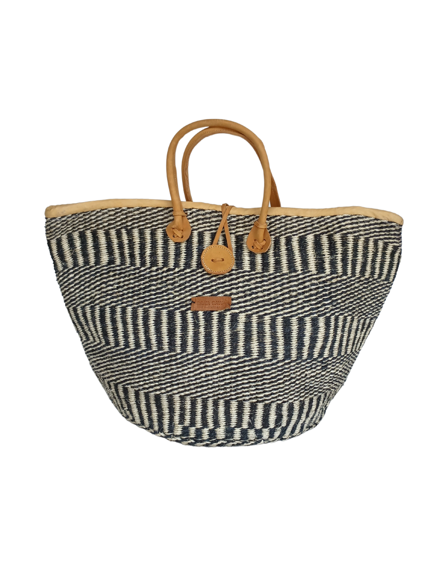 Balance Stripes Handwoven Beach Straw Tote Basket