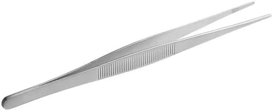 6 Inch Professional Culinary Stainless Steel Precision Tongs with Serrated Tips, Plating/Food Presentation Detailing Serving Tongs, Chef's Kitchen Tweezer Tongs - Ultra Non-Slip Grip