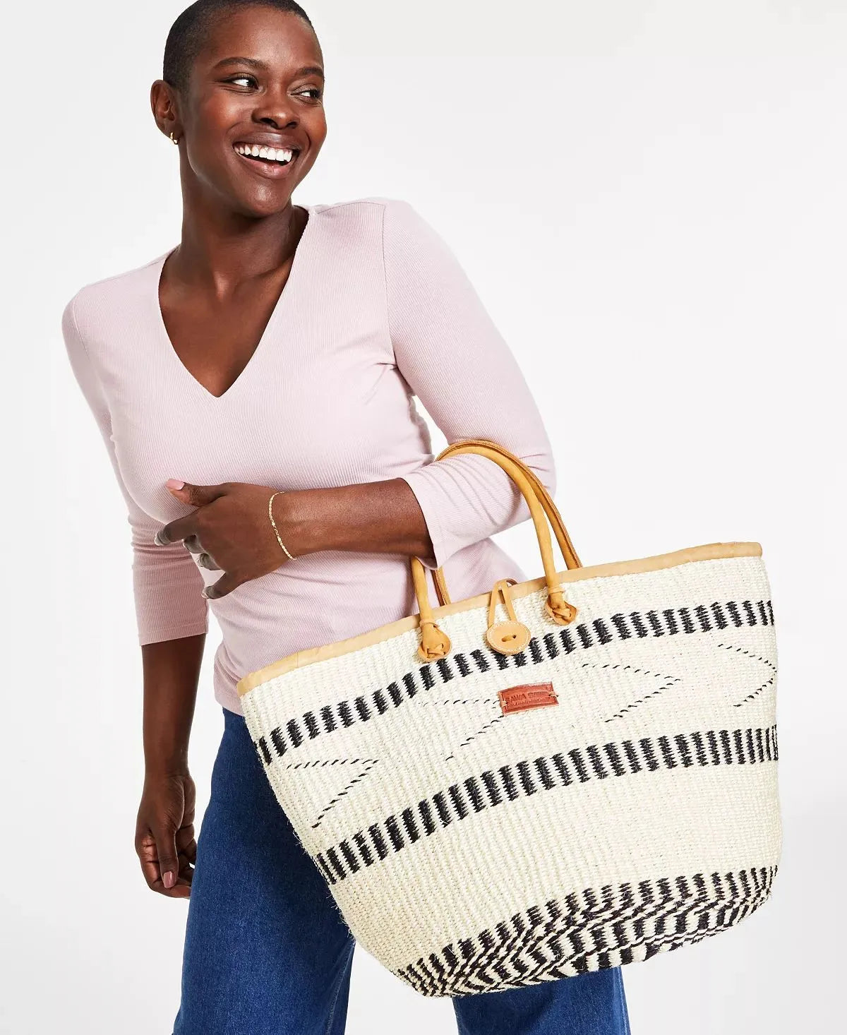 Balance Point Handwoven Straw Sisal Basket Tote Bag