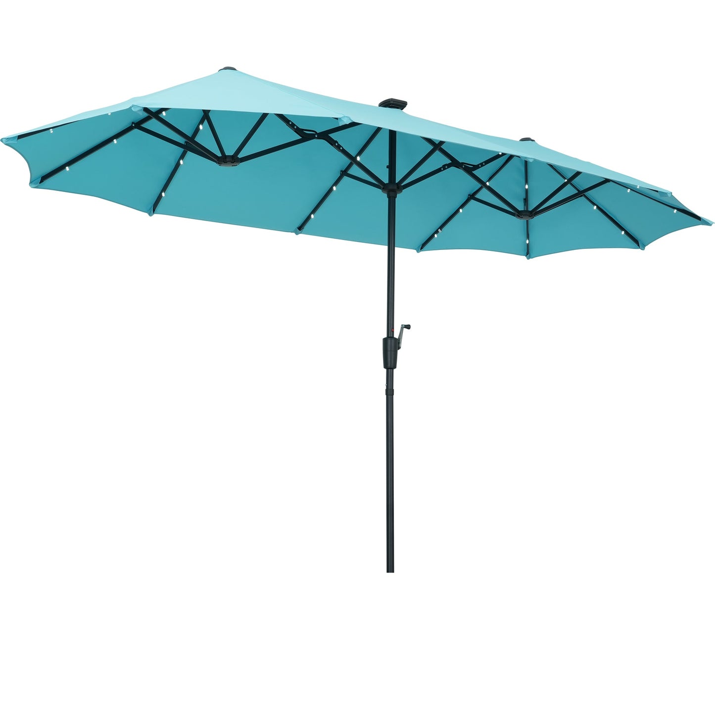 Ainfox 13ft Large Patio Umbrella with Solar Lights, Outdoor Double-Sided Rectangle Market Heavy Duty Umbrellas without Base