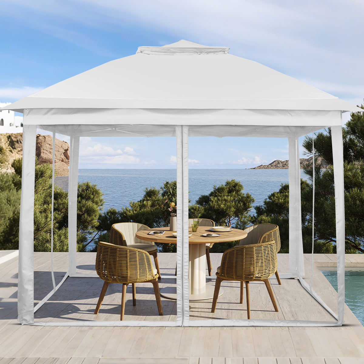 Ainfox 11ft x 11ft Heavy Duty Pop Up Gazebo Outdoor Canopy Shelter Instant Patio Gazebo Sun Shade Canopy Tent for Lawn Garden Backyard Deck