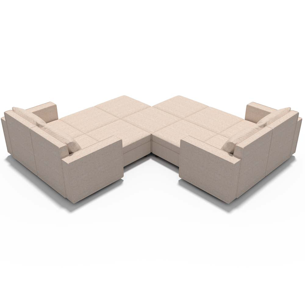 Ainfox 11-Seat and Ottoman Modular Sectional Sofa Sleeper Sofa Flannel Sofa with Storage Seat