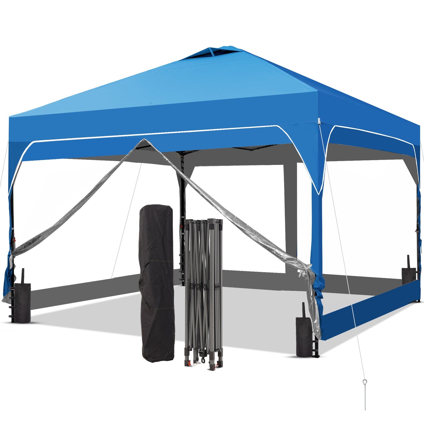 Ainfox 8ft x 8ft Pop Up Canopy Beach Tent with 4 Removable Clear PVC Sidewalls for Events, Parties, Camping