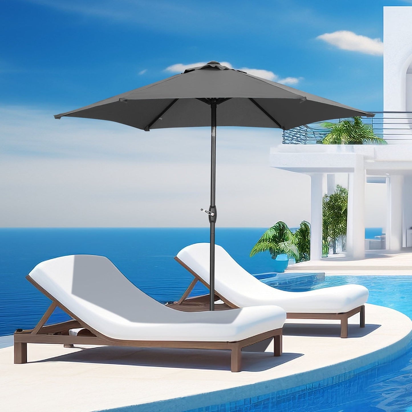 Ainfox 9ft  Patio Umbrella with Push Button Tilt and Crank, UV and Waterproof