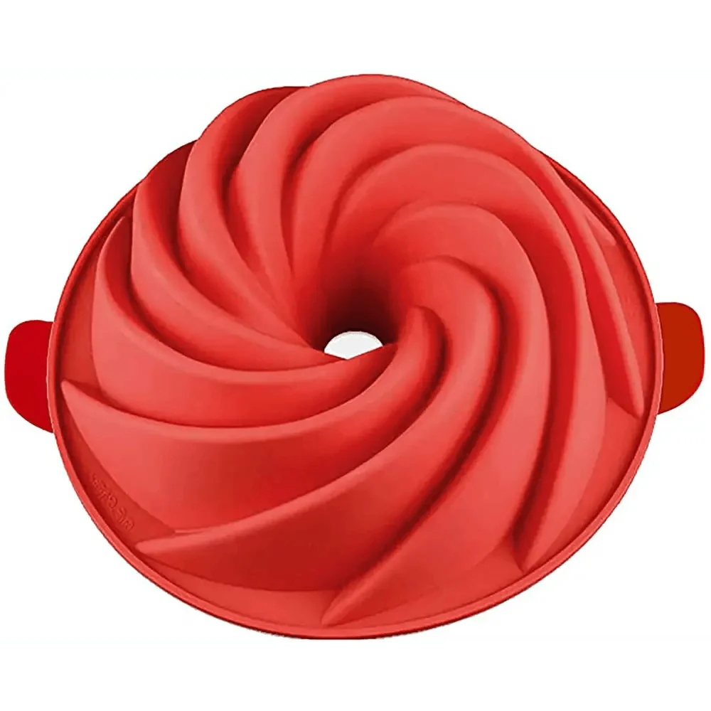 2PCS New Luxury Large Spiral shape silicone Bundt Cake Pan 10- inch, Bread Bakeware Mold baking Tools Cyclone Shape Cake Mould  Baking Tool