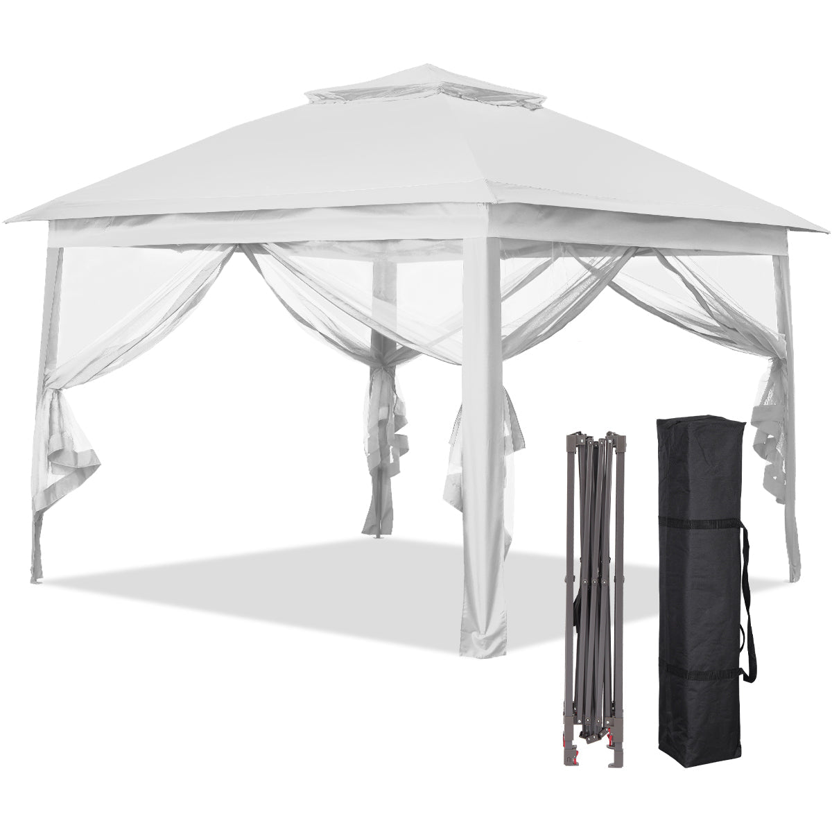 Ainfox 11ft x 11ft Heavy Duty Pop Up Gazebo Outdoor Canopy Shelter Instant Patio Gazebo Sun Shade Canopy Tent for Lawn Garden Backyard Deck