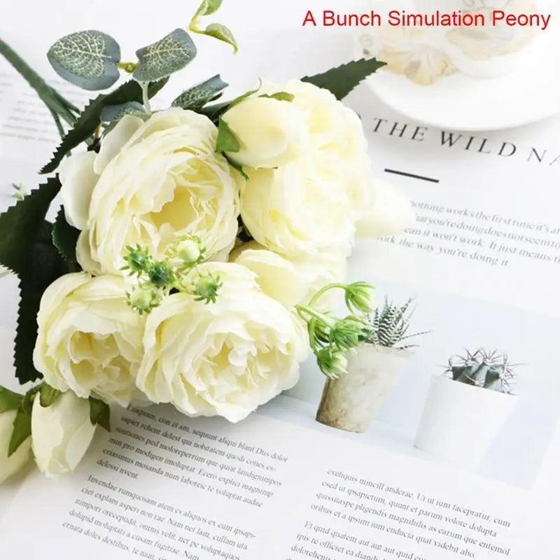 30cm Artificial Silk Peony Flowers Bouquet for Home Decoration -  Faux Christmas Flowers & Wedding Flowers
