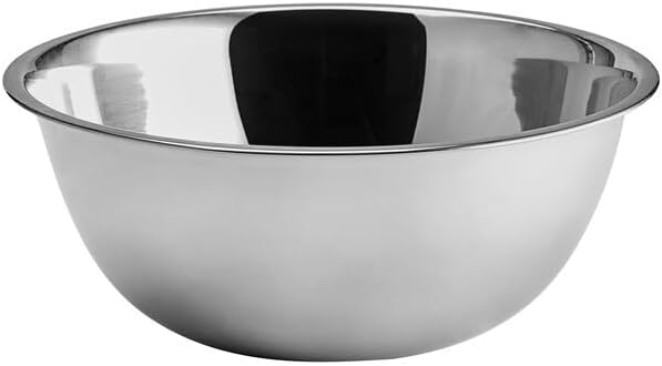Silver 5 qt round stainless steel mixing bowl