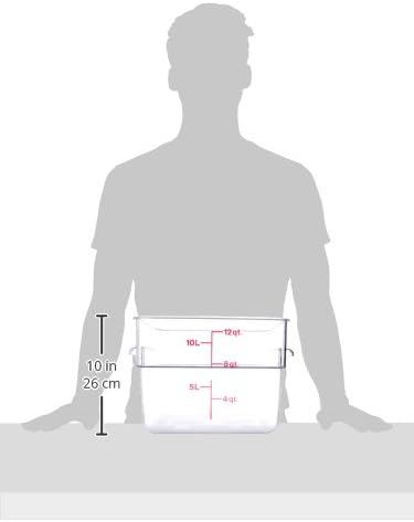 Cambro Food Storage Container - Classic Series Square - 12 QT (Quart) - Commercial Grade for Food Prep (Clear)