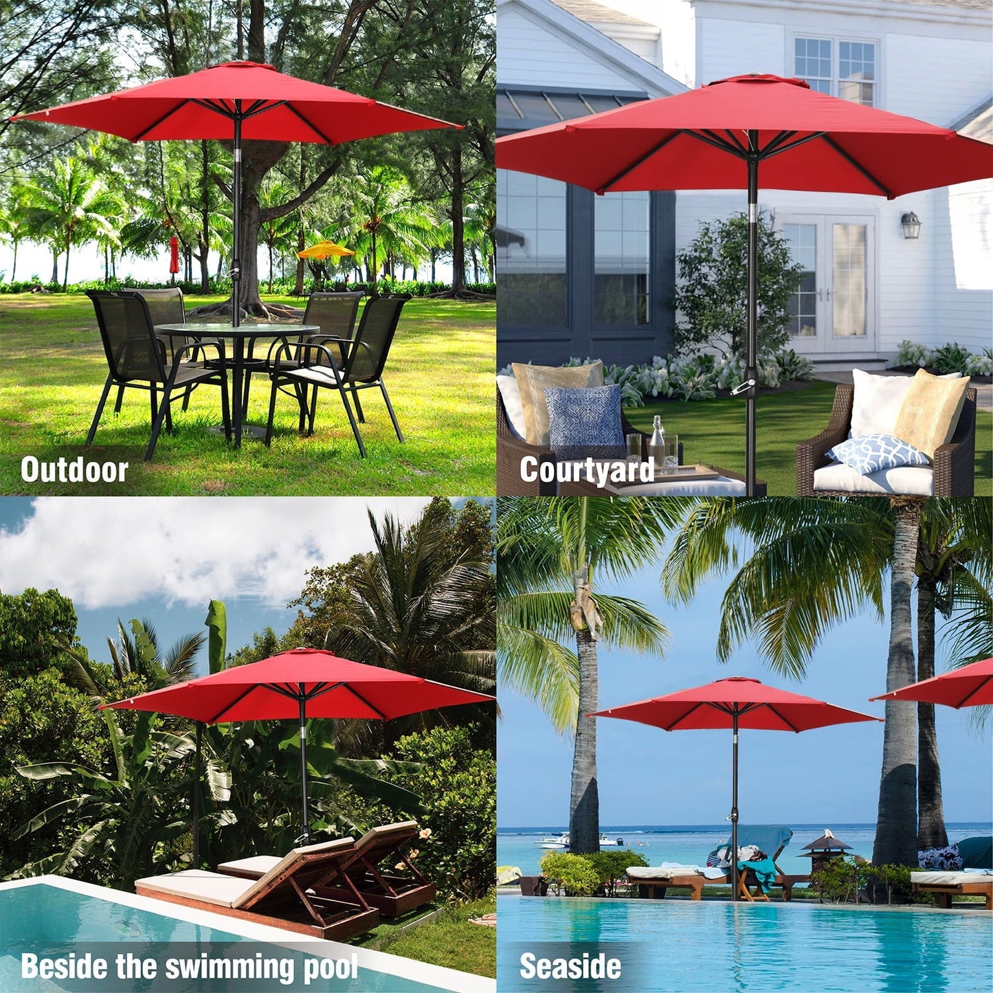 Ainfox 9ft  Patio Umbrella with Push Button Tilt and Crank, UV and Waterproof