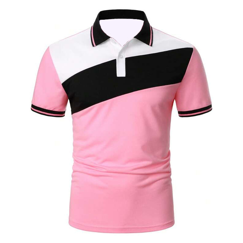 Men's Patchwork Modern Polo Shirts Brand Design Tops Business And Casual Tops Mens Binding Tunic Tops Connects Body Men's Tops Shirts
