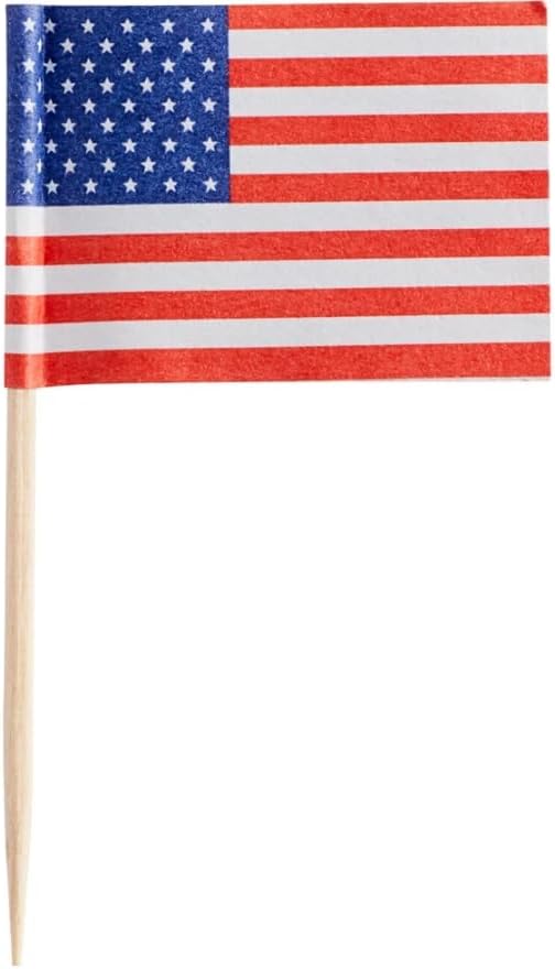 American Flag Toothpick Food Picks, Patriotic Party Appetizer Picks, 2.5 Inch, 100 Count