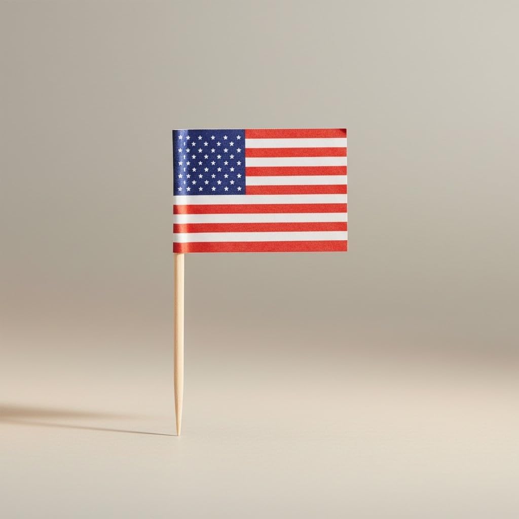 American Flag Toothpick Food Picks, Patriotic Party Appetizer Picks, 2.5 Inch, 100 Count