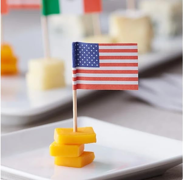 American Flag Toothpick Food Picks, Patriotic Party Appetizer Picks, 2.5 Inch, 100 Count