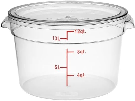 12 Qt. Clear Round Polycarbonate Food Storage Container with Lid, BPA Free, for Food Storage
