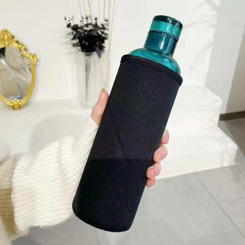 500ml Glass Water Bottle with Time Marker Transparent Milk Cup Outdoor Sports Portable Leakproof Drink Bottle with Cup Sets Water Bottle Leak-proof Time Scale Print Transparent High  Bottle for Office Water Bottle