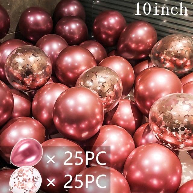 50/15pcs 10inch Gold Silver Black Metal Latex Confetti Balloons For Wedding Decorations  Birthday Party Decorations Bridal Showers Baby Showers