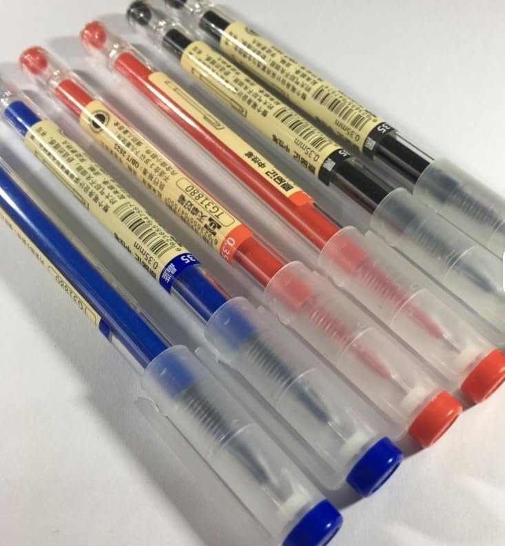 Gel Ink Pens 0.35mm Fine Needle Tip, 12 Pack, Black/Blue/Red