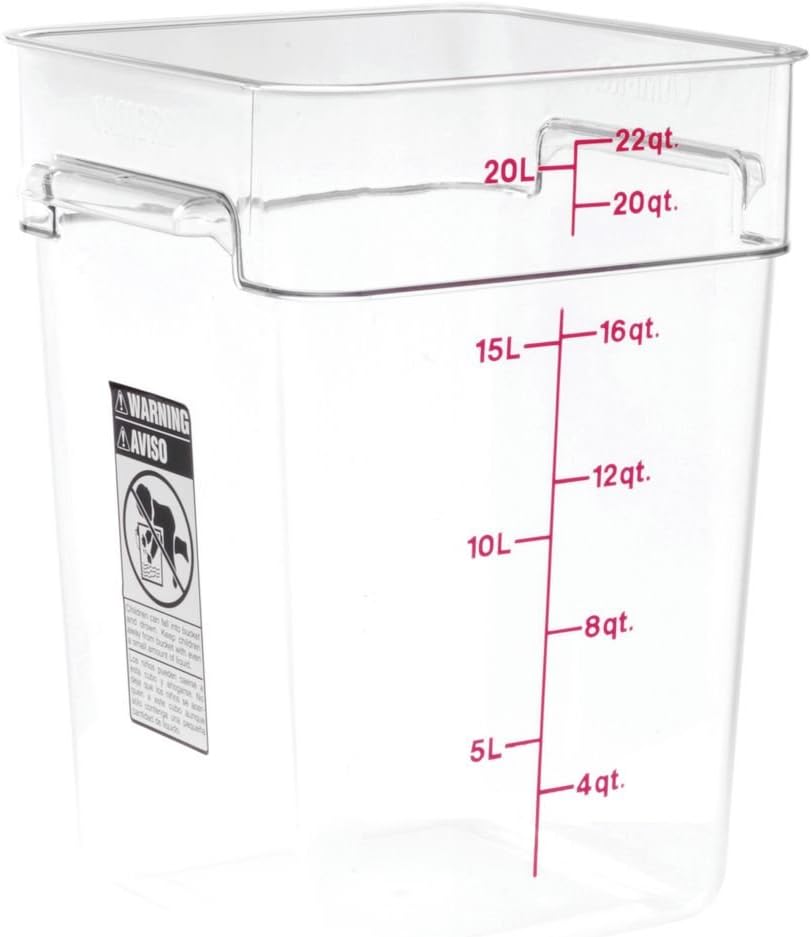 Cambro Food Storage Container - Classic Series Square - 22 QT (Quart) - Commercial Grade for Food Prep (Clear)