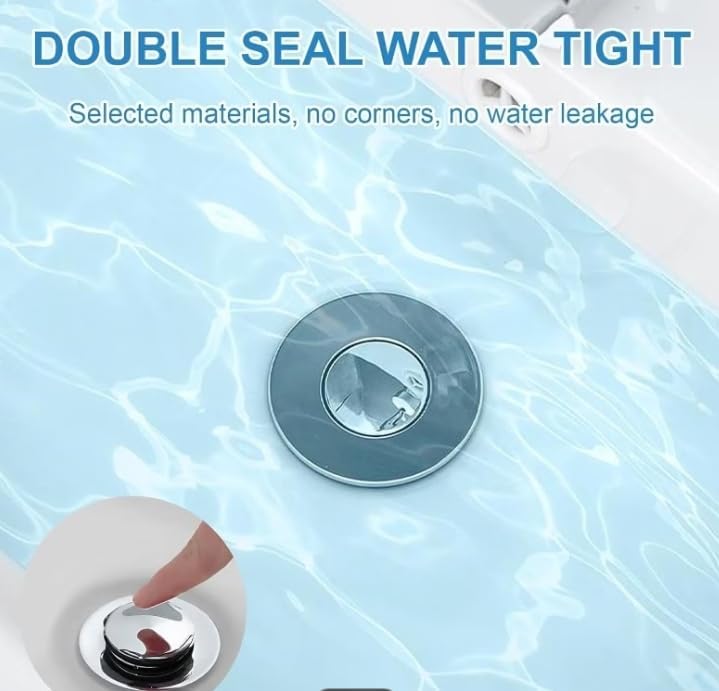 Pop-Up Sink Drain Stopper with SUS304 Stainless Steel Filter Basket, Chrome Silver, Fits 1.1-1.45 in, 2 Pack