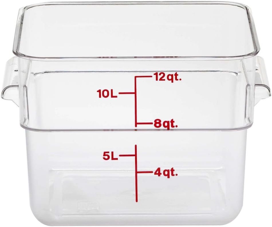 Cambro Food Storage Container - Classic Series Square - 12 QT (Quart) - Commercial Grade for Food Prep (Clear)