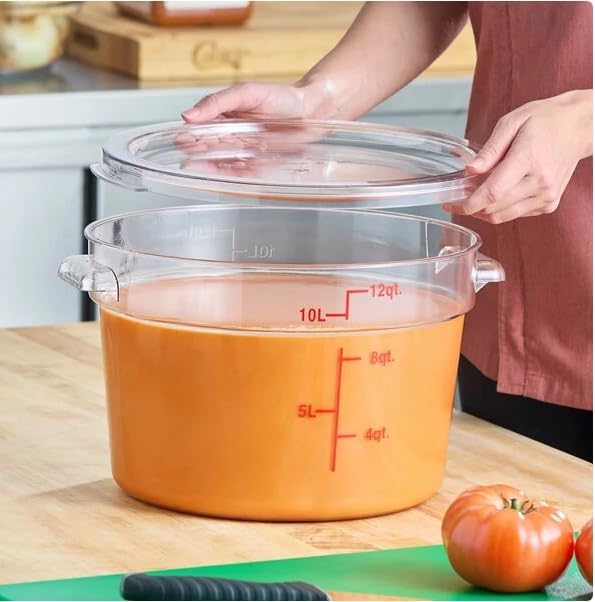 12 Qt. Clear Round Polycarbonate Food Storage Container with Lid, BPA Free, for Food Storage