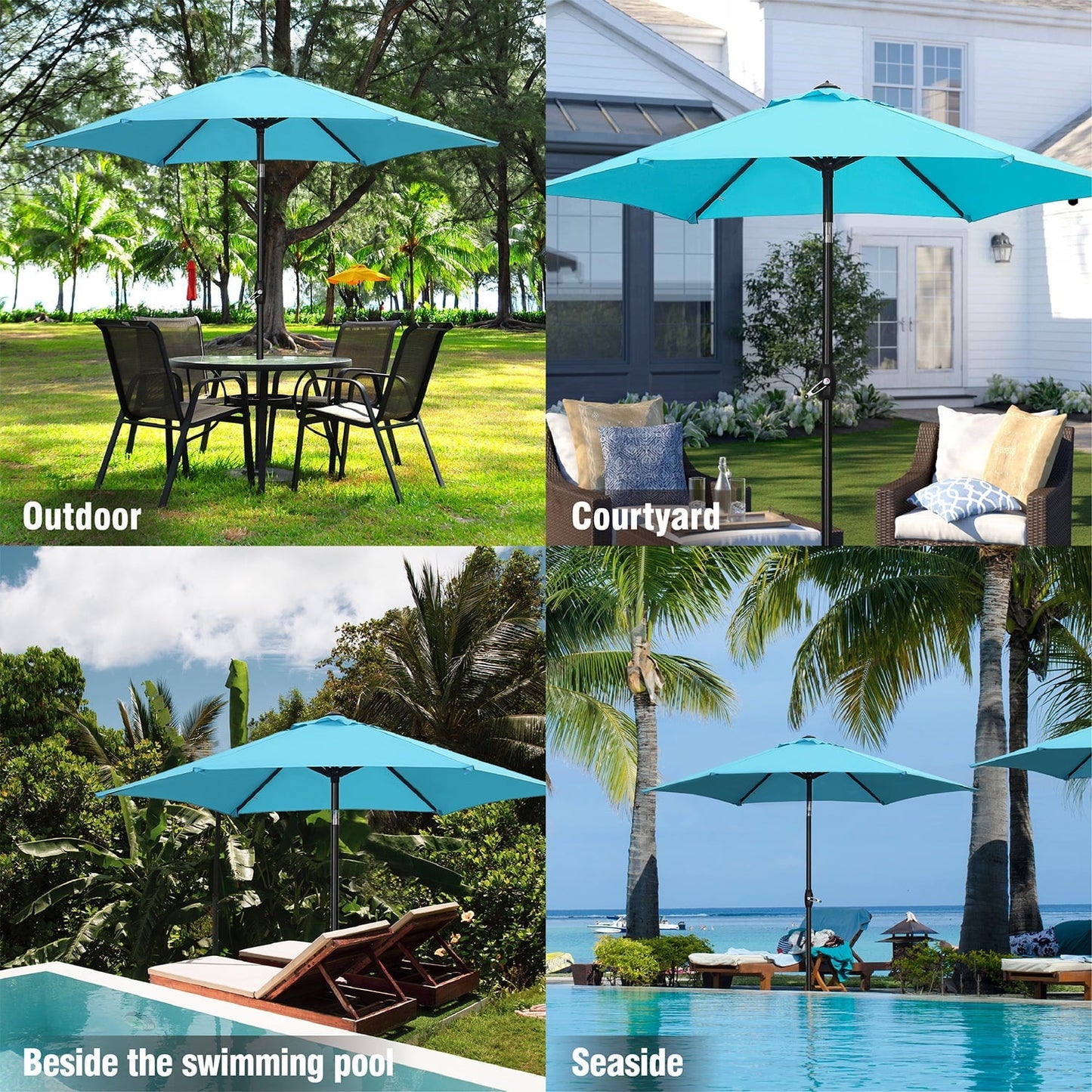 Ainfox 9ft  Patio Umbrella with Push Button Tilt and Crank, UV and Waterproof
