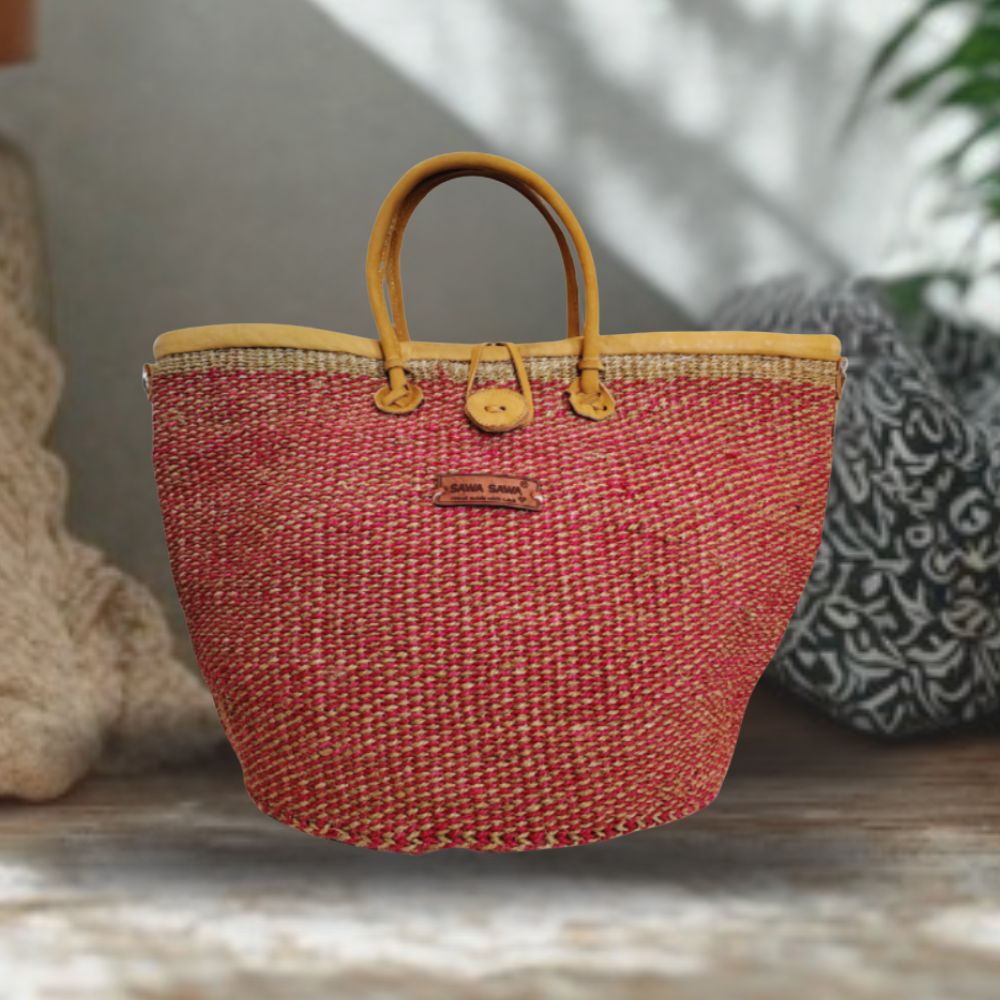 Brave Life Heart Handmade Sisal Straw Basket Tote