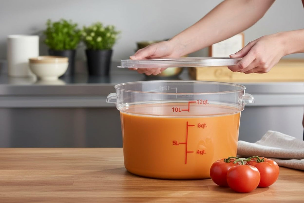 12 Qt. Clear Round Polycarbonate Food Storage Container with Lid, BPA Free, for Food Storage