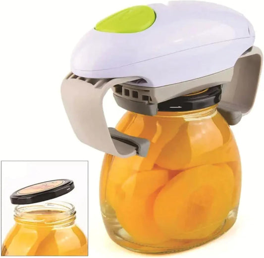 Electric Jar Opener – Hands-Free, Automatic One-Touch Jar Opener for Weak Hands & Seniors with Arthritis – Effortless Lid Remover for Wide & Small Jars – Battery Operated Kitchen Gadget.