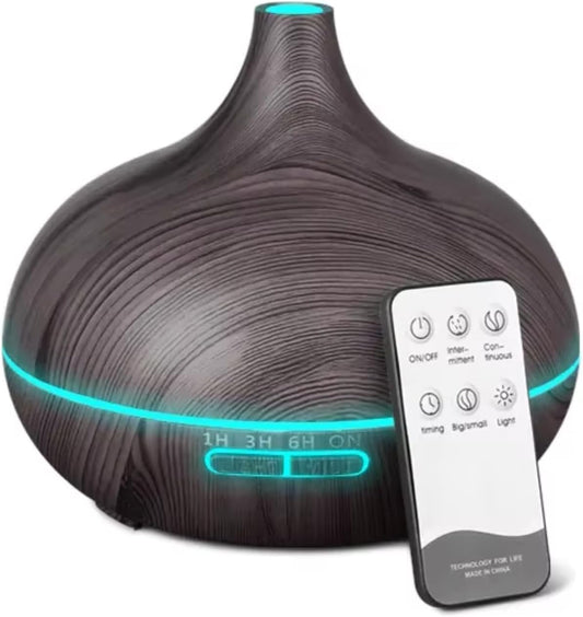 Fragrance Humidifier Essential Diffuser 200ml | Essential Oil Air Purifier | Wood Grain Ultrasonic Cool Mist | LED Light | Auto Shut-Off | Home, Office & Spa.