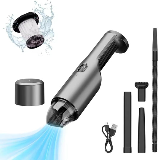 Portable Car Vacuum Cleaner, Portable Handheld Vacuum for Car Interior Cleaning, Wet & Dry Use, USB Rechargeable, with HEPA Filter &
