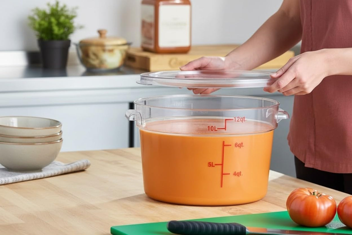 12 Qt. Clear Round Polycarbonate Food Storage Container with Lid, BPA Free, for Food Storage