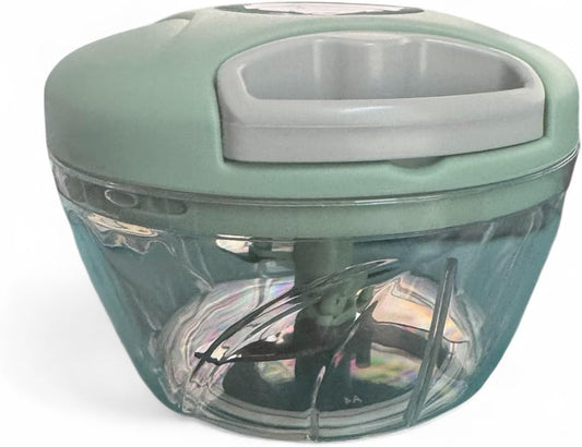 Manual Food Processor Vegetable Chopper, Portable Hand Pull String Garlic Mincer Onion Cutter for Veggies, Ginger, Fruits, Nuts, Herbs, etc., 500ml, Green