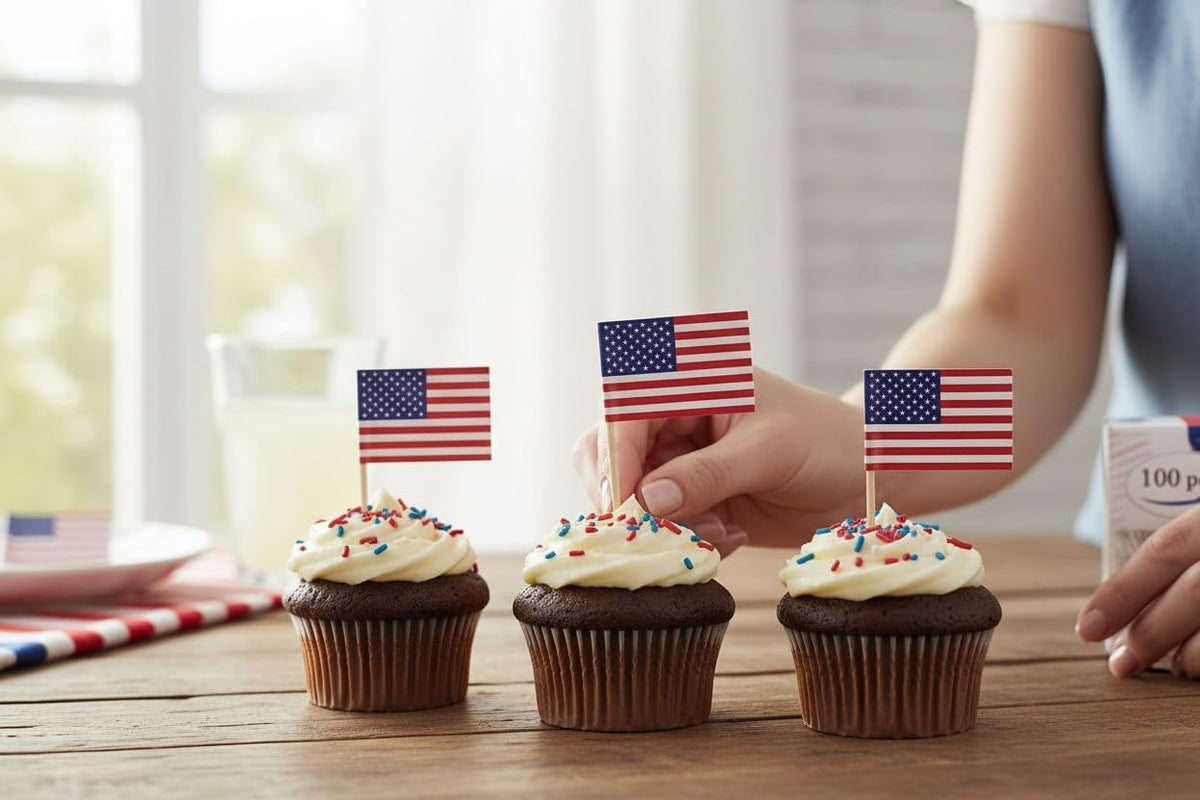 American Flag Toothpick Food Picks, Patriotic Party Appetizer Picks, 2.5 Inch, 100 Count