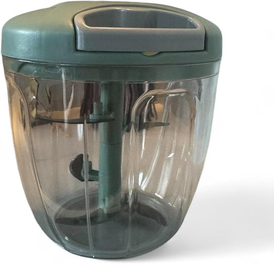 Manual Food Processor Vegetable Chopper, Portable Hand Pull String Garlic Mincer Onion Cutter for Veggies, Ginger, Fruits, Nuts, Herbs, etc., 900ml-green