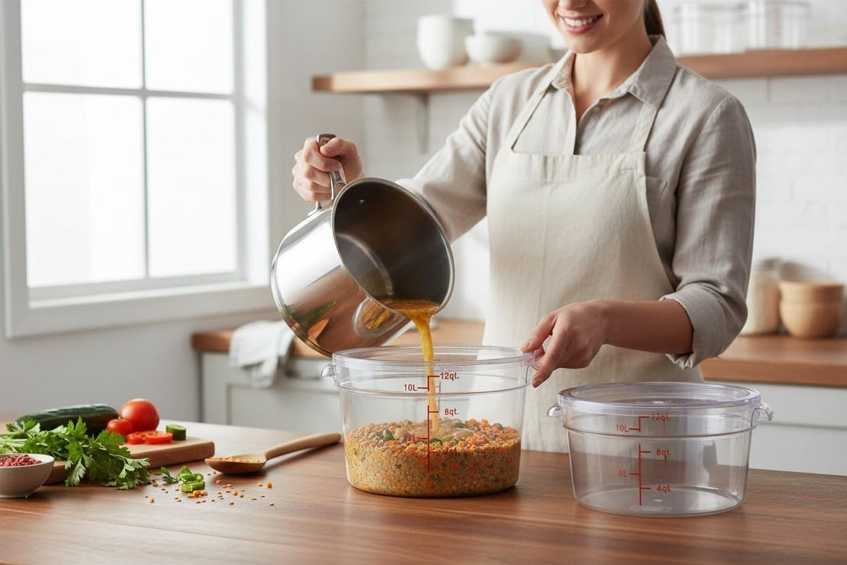 12 Qt. Clear Round Polycarbonate Food Storage Container with Lid, BPA Free, for Food Storage