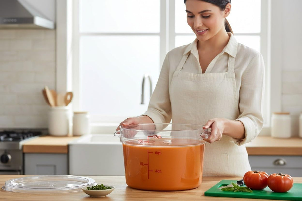 12 Qt. Clear Round Polycarbonate Food Storage Container with Lid, BPA Free, for Food Storage
