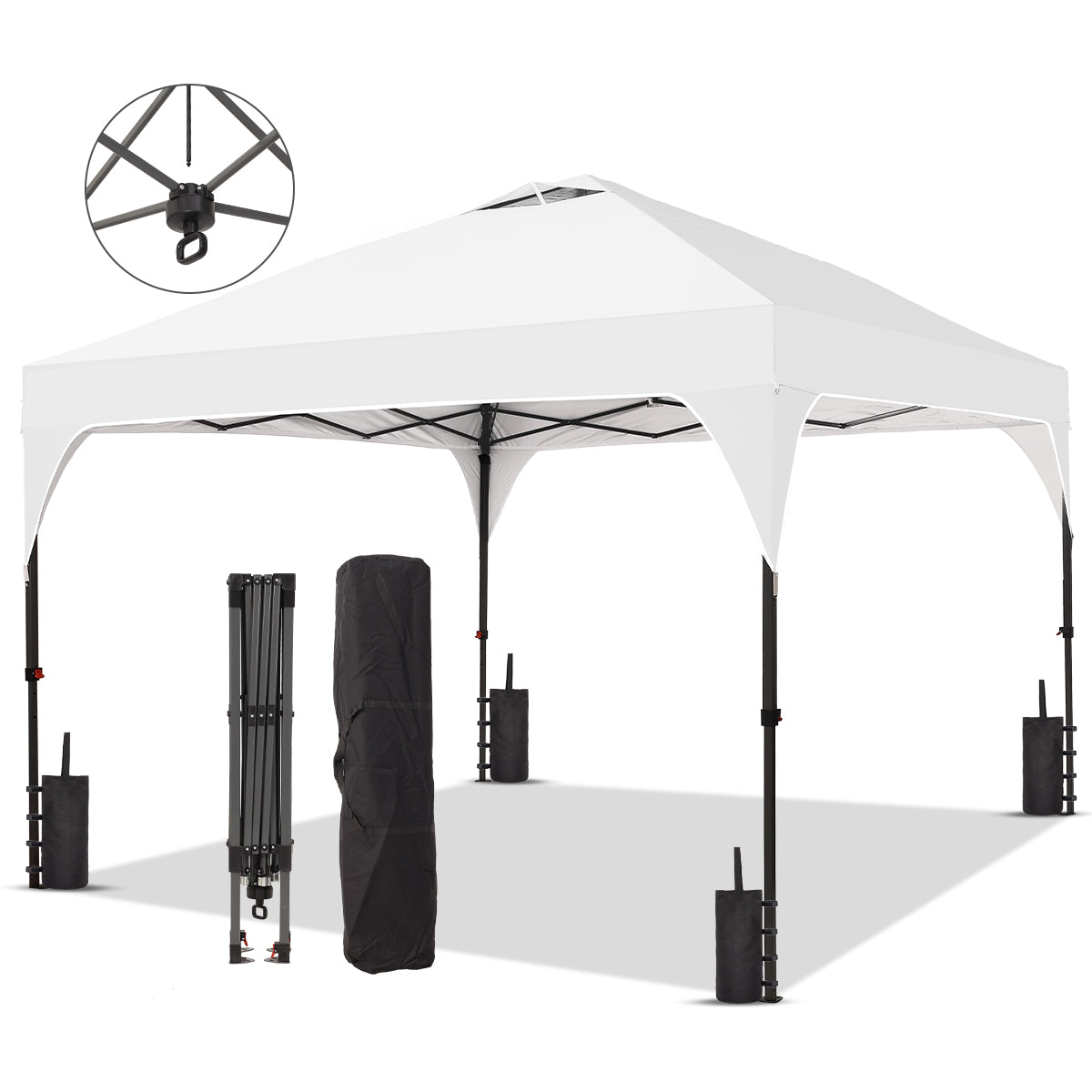 Ainfox 10ft x 10ft Pop Up Canopy Beach Tent with One Push Set up Easy Outdoor Sun Shade for Events, Parties, Camping